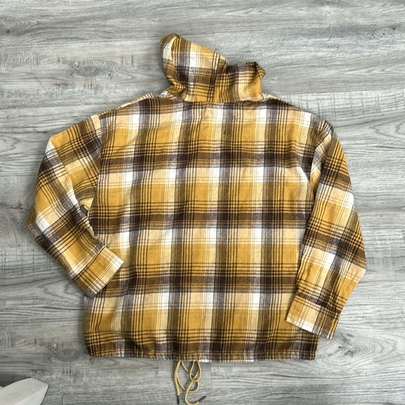 Kori America Flannel Half Button Pullover Yellow/Brown Sz L - Picture 2 of 9